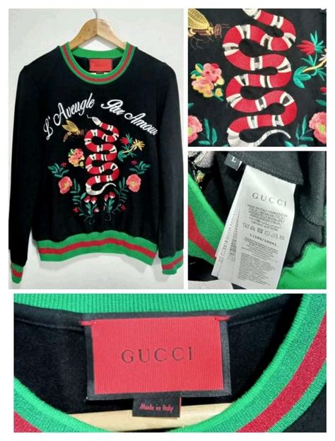 gucci snake sweater replica|gucci bee embroidered sweater.